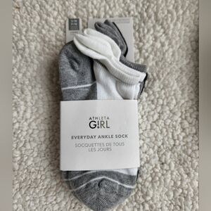 Athleta Everyday Ankle Socks - Gray and White Kids Size Medium